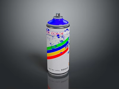 Colorful Household Spray Can With Blue Cap And Rainbow Stripes Design 3d model