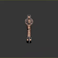 Ornate Copper And Silver Revolver With Wooden Grip And Reflective Surface Design