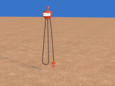 Orange Chain Hoist Industrial Equipment Featuring Hanging Chain And Hook 3d model