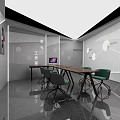 Modern Public Office Space Interior Design With Conference Table Green Chairs And Wall Charts