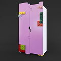 Colorful Building Blocks Decorated Pink And White Cabinet With Assorted Bricks Design