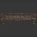 Long Antique Carved Wooden Bench With Intricate Leg Designs And Decorative Patterns
