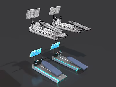Medical Equipment With Structural Design Display Screens And Blue Functional Mats 3d model