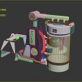Modern BBQ Equipment With Cylindrical Tank And Mechanical Components Industrial Design