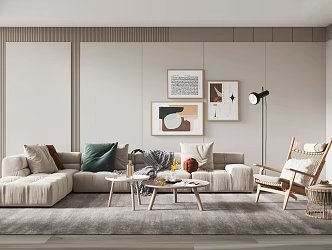 Nordic Sofa Coffee Table Combination 3d model