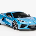 Blue Corvette Sports Car Showcasing Sleek Design Black Wheels and Red Brake Calipers