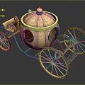 Ornate Golden Carriage with Intricate Decorative Details Classic Wooden Wheels and Elegant Design