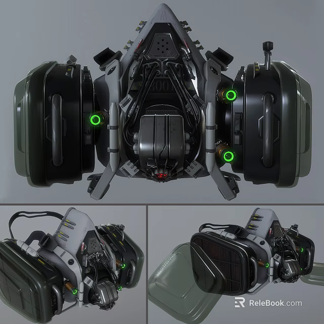 Advanced Professional Firefighting Equipment With Mechanical Structure Green Lights And Technical Design 3d model 