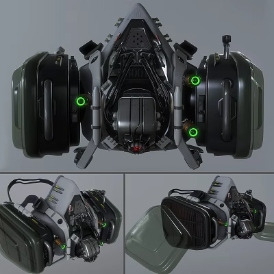 Advanced Professional Firefighting Equipment With Mechanical Structure Green Lights And Technical Design 3d model