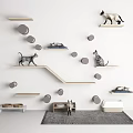 Modern Wall Mounted Cat Shelves With Perches Bed And Food Bowls For Pet Living Supplies