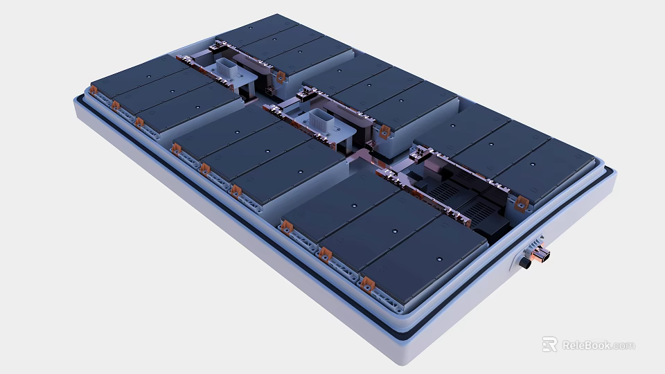 Modular Battery Energy Storage System With Connected Units And Metal Frame 3d model 
