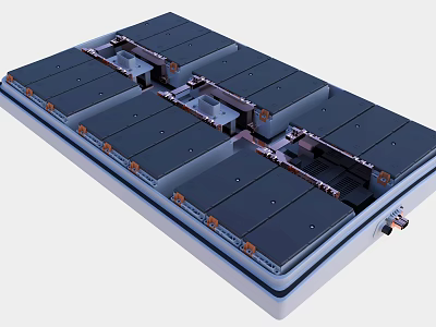 Modular Battery Energy Storage System With Connected Units And Metal Frame 3d model