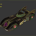 Sleek Black Batmobile Model With Streamlined Body Bat Wing And White Wheels 3d model