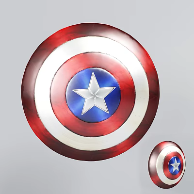 Round Metallic Red White Blue Shield Weapon With Classic Star Emblem Design 3d model Round Metallic Red White Blue Shield Weapon With Classic Star Emblem Design 3d model
