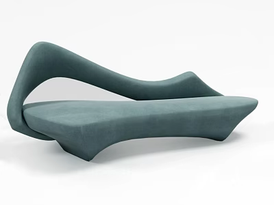 Modern Teal Velvet Irregular Shaped Sofa For Living Room Interior 3d model