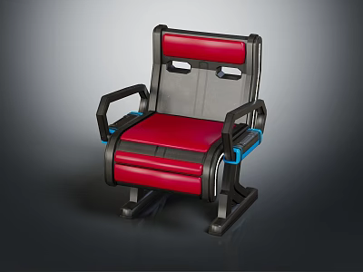 Modern Red And Gray Accent Chair With Black Armrests And Backrest Holes 3d model