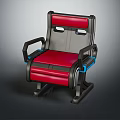 Modern Red And Gray Accent Chair With Black Armrests And Backrest Holes