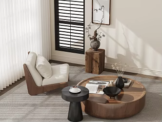 Modern Middle Ancient Style Coffee Table Leisure Chair Solid Wood Coffee Table Ornaments 3d model