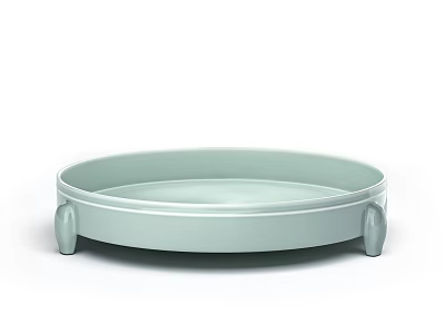 Modern Light Green Round Tableware Set Tray With Three Feet For Home Dining 3d model