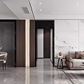 Modern Living And Dining Room Interior With Marble TV Wall Dining Table And Chairs