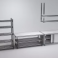 Modern Metal Storage Furniture Including Floor Standing Racks And Wall Mounted Shelves