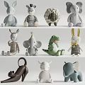 Plush Toy Ornaments Combination Children's Plush Toy Doll Ornaments 3d model