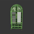 Elegant Dark Wood Cabinet With Arched Top Glass Doors Gold Handles And Drawers