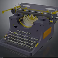Vintage Typewriter With Purple Body Yellow Accents Orange Panel Classic Design And Mechanical Keyboard