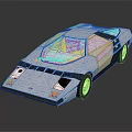 Futuristic Geometric Sports Car Featuring Sleek Silver Body Orange Headlights And Modern 3D Design
