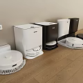 Robot Vacuum Kitchen Appliances White Black Different Models On Wooden Floor