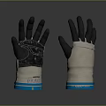 Work Safety Heat Resistant Gloves With Black Palm And Beige Canvas Cuff Blue Trim
