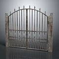 Classical Iron Entrance Gate With Spiked Top Design And Stone Pillars