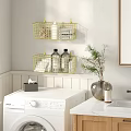 Wall Mounted Metal Storage Baskets Organizing Cleaning Supplies In Laundry Room