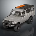 Silver Grey Off-road Vehicle With Roof Rack Orange Light Front Grille And Off-road Tires