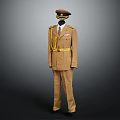 Classic Brown Military Uniform Full Set With Cap Belt And Decorative Medals