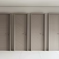 Modern Gray Hinged Doors With Wooden Texture For Home Interior Design 3d model