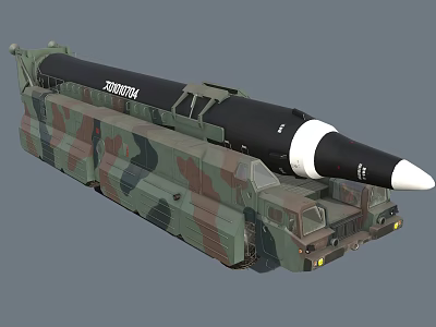 ZOMBIEA Tactical Missile Weapon Mounted on Camouflage Military Transport Vehicle 3d model