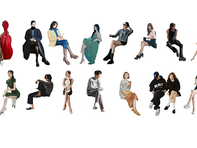 2D Sitting Character 3d model 2D Sitting Character 3d model