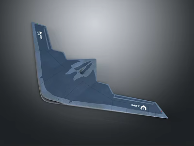 Blue Stealth Aerial Vehicle Component With Streamlined Design And Geometric Shapes 3d model