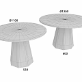 Round Wooden Dining Tables With Tapered Legs Simple Modern Design Set 3d model