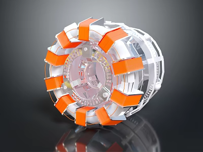Advanced Industrial Equipment With Transparent Casing Orange Mechanical Components And Internal Gears 3d model