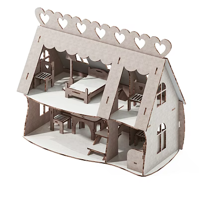 Modern Chalet Wooden Children's Cottage 3d model