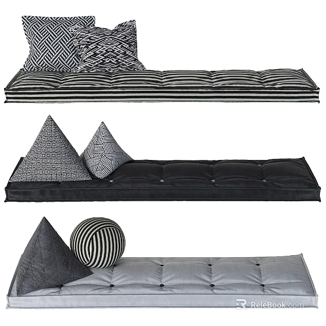 Stylish Monochrome Cushions And Pillows Collection 3d model 