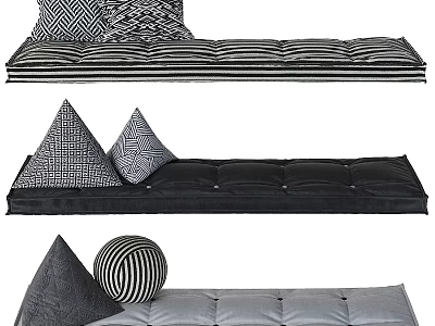 Stylish Monochrome Cushions And Pillows Collection 3d model