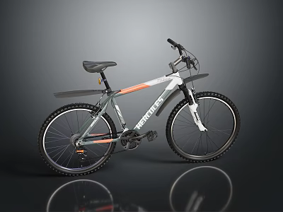 Rebel Modern Mountain Bike With White Gray Orange Frame And Large Tires 3d model