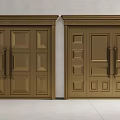 Luxurious Golden Entry Double Doors With Ornate Carved Panels And Decorative Frames