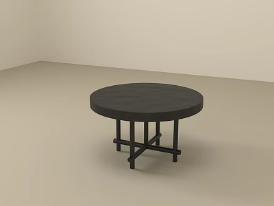 Black Round Side Table With Modern Design And Crossed Legs For Living Room 3d model