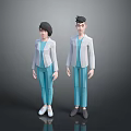Game and Movie Characters 3D Models of Two Medical Professionals in Blue and White Outfits