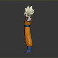 Game Anime Character 3D Model With Blonde Hair Orange Outfit And Blue Accessories Standing Pose