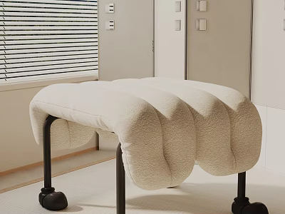 Plush White Side Table With Black Legs In Modern Interior Design Style 3d model